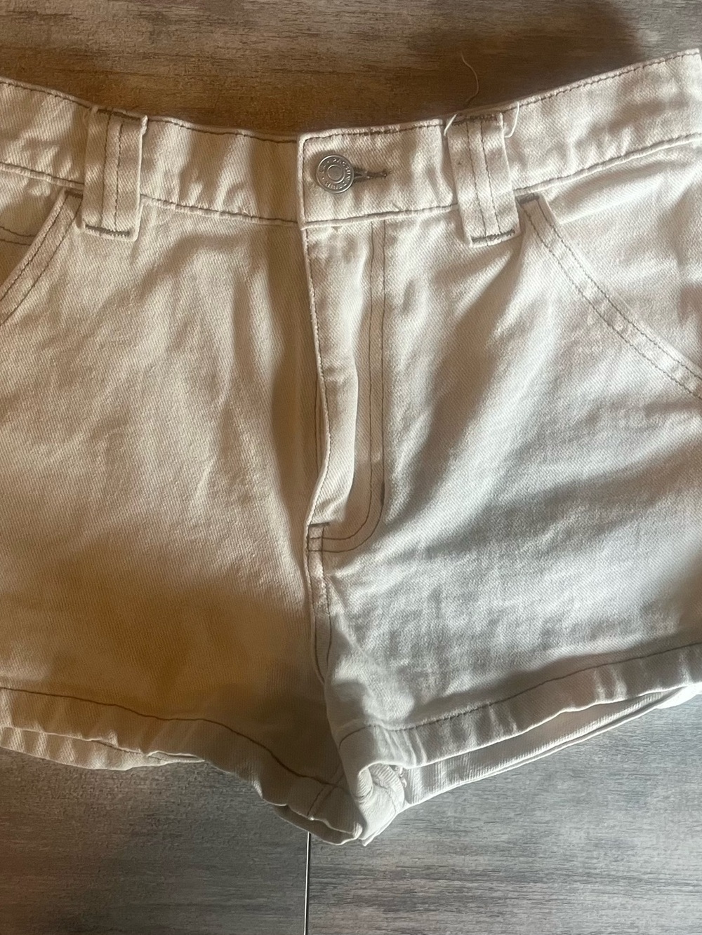 PacSun Cream High-Rise Denim Shorts